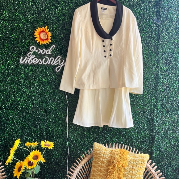 Metrostyle Elegant Black And White Contrast Color Suit Double-Breasted Size 20 - Picture 3 of 13